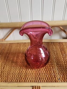 Vintage Fluted Cranberry Glass Vase